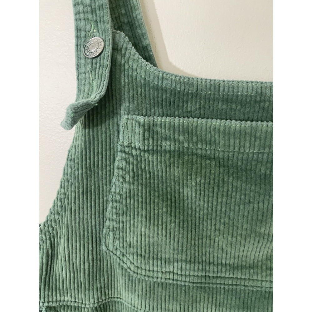 American Eagle Y2K Dress Womens Green Corduroy Overall Pinafore Mini Jumper M - Picture 4 of 7